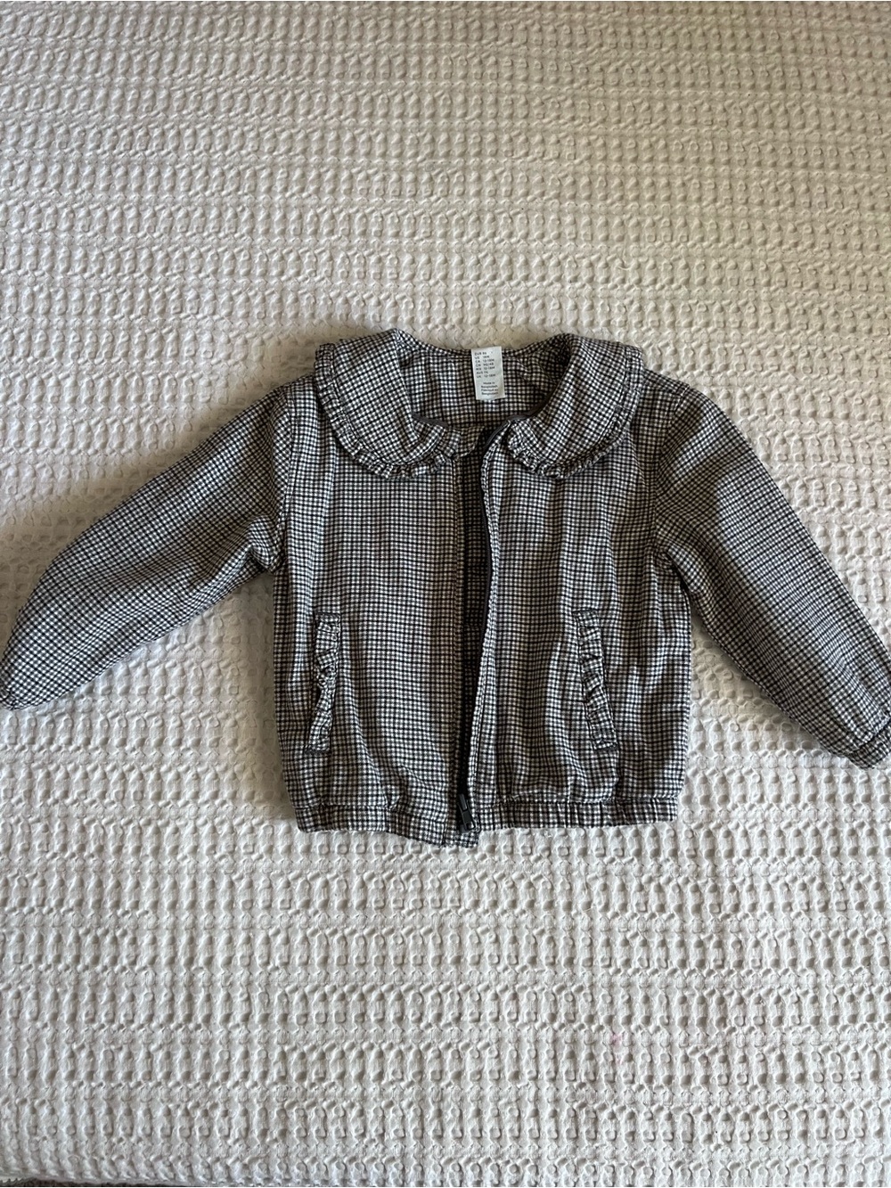 H&M Girls Black & White Houndstooth Jacket with Peter Pan Collar